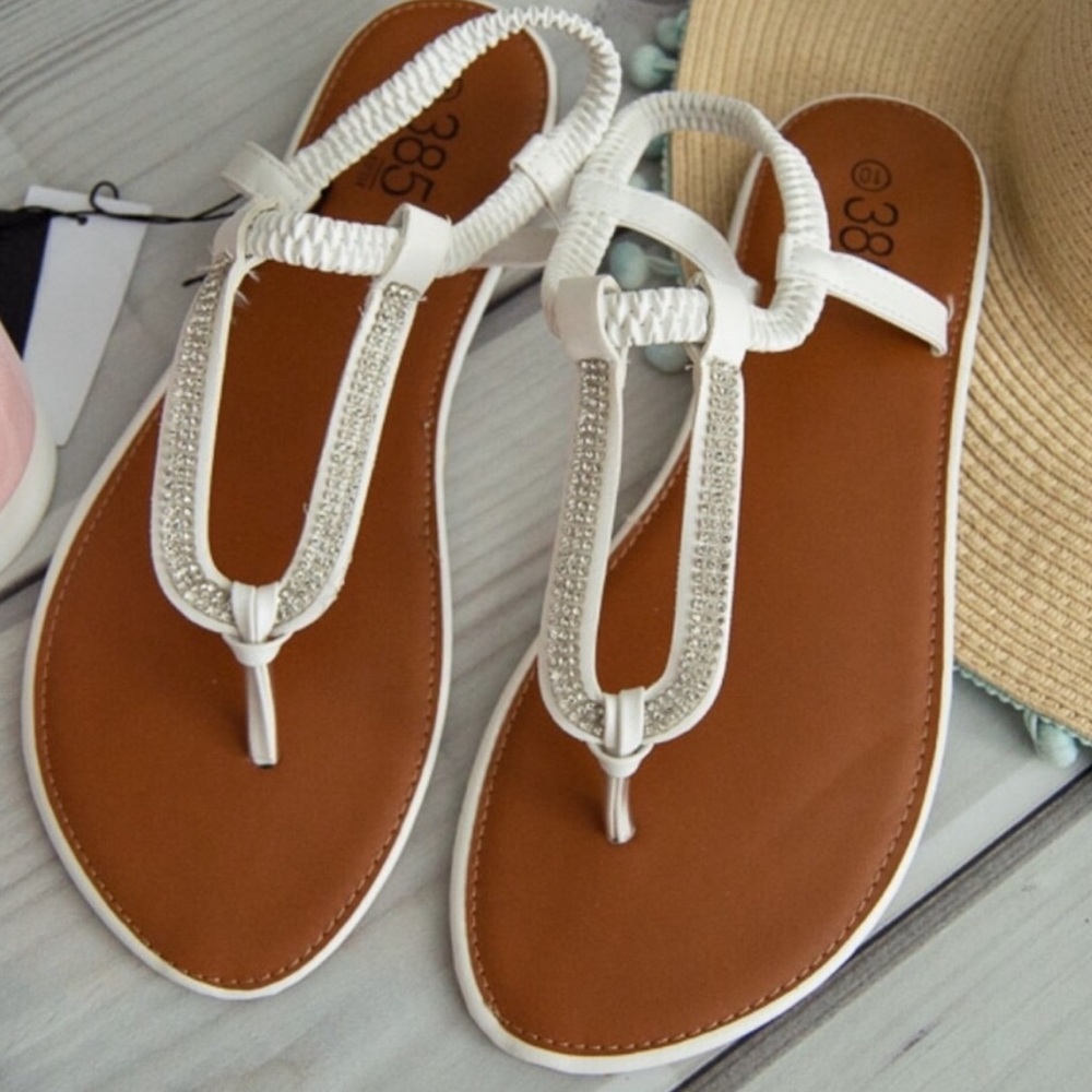 White rhinestone sandals